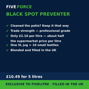 FiveForce Black Spot Preventer 5L benefits — trade strength, £ per litre, exclusive to FiveLitre