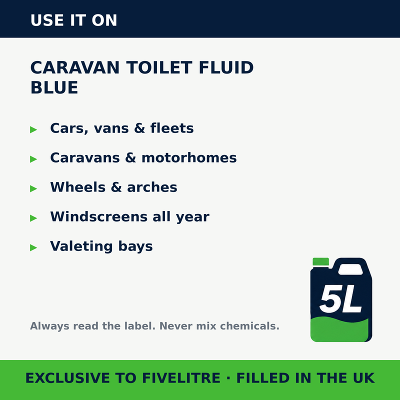 Where to use FiveForce Caravan Toilet Fluid Blue 5L | FiveLitre