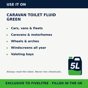 Where to use FiveForce Caravan Toilet Fluid Green 5L | FiveLitre