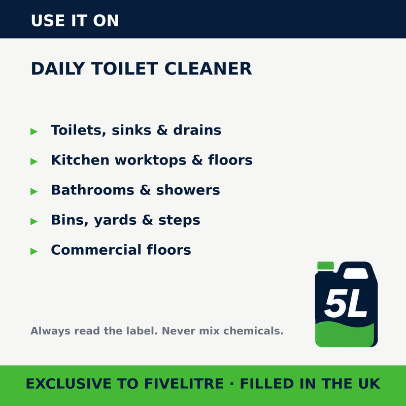 Where to use FiveForce Daily Toilet Cleaner 5L | FiveLitre