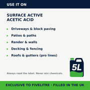 Where to use FiveForce Surface Active Acetic Acid 5L | FiveLitre