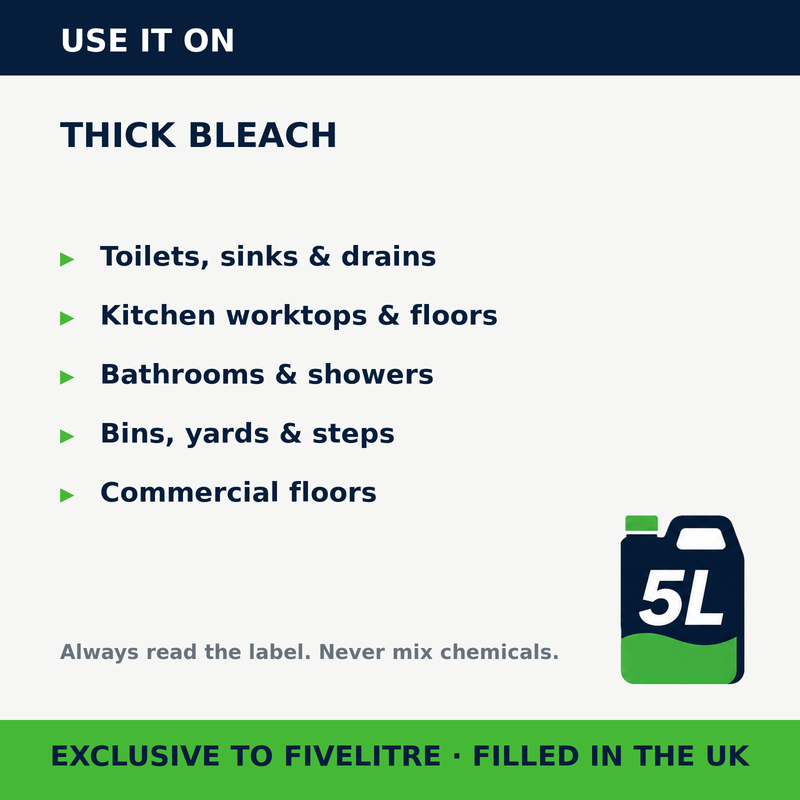 Where to use FiveForce Thick Bleach 5L | FiveLitre
