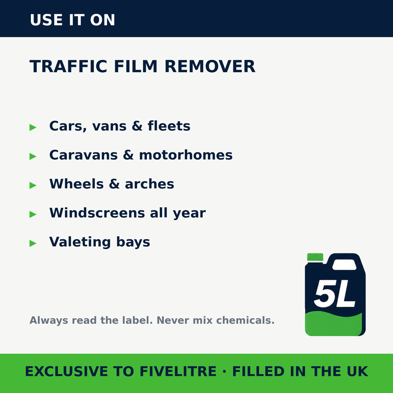 Where to use FiveForce Traffic Film Remover 5L | FiveLitre