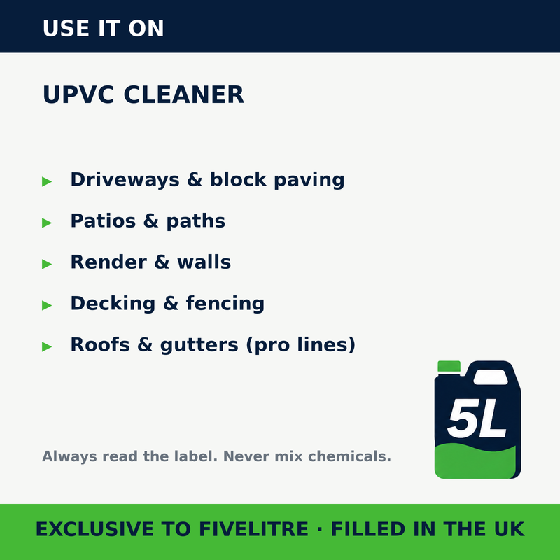 Where to use FiveForce UPVC Cleaner 5L | FiveLitre