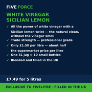 FiveForce White Vinegar Sicilian Lemon 5L benefits — trade strength, £ per litre, exclusive to FiveLitre