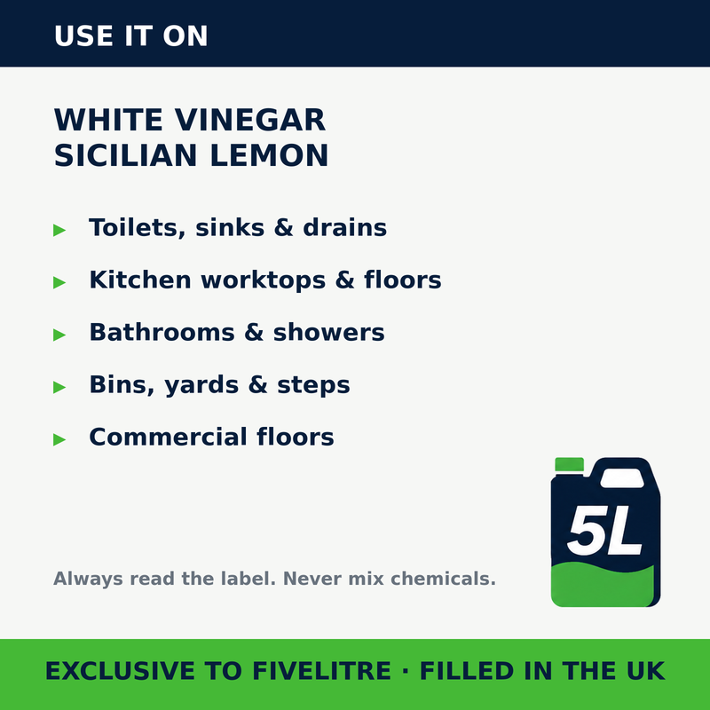 Where to use FiveForce White Vinegar Sicilian Lemon 5L | FiveLitre