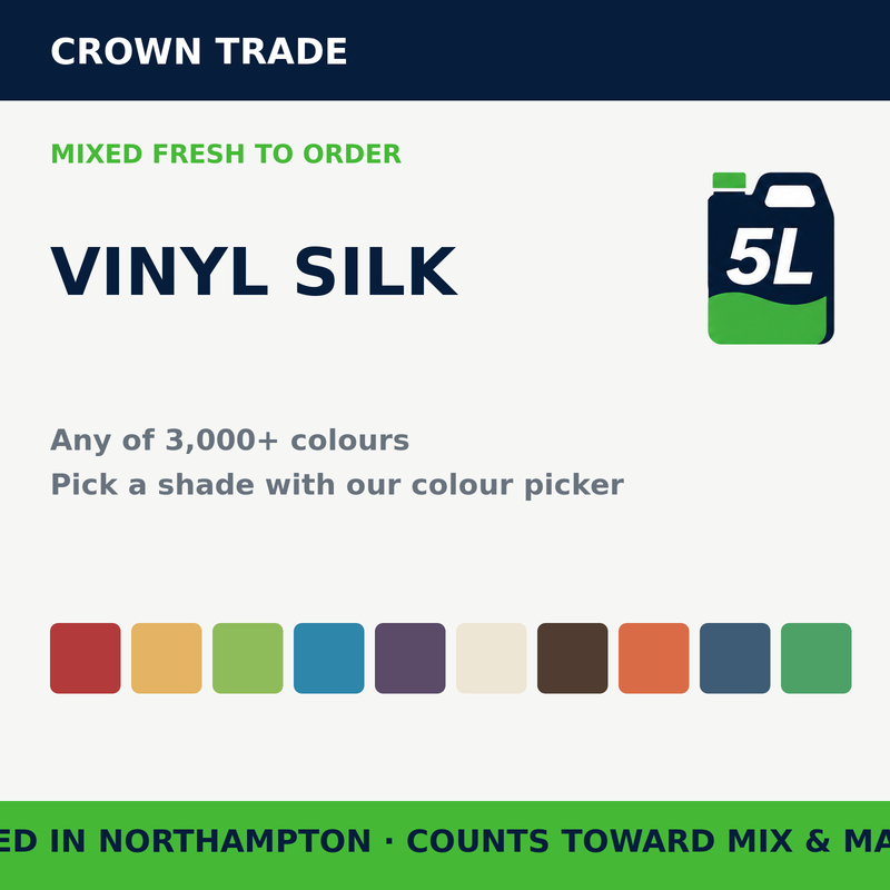 Crown Trade Vinyl Silk Tinted — mixed to order in any of 3,000+ colours | FiveLitre