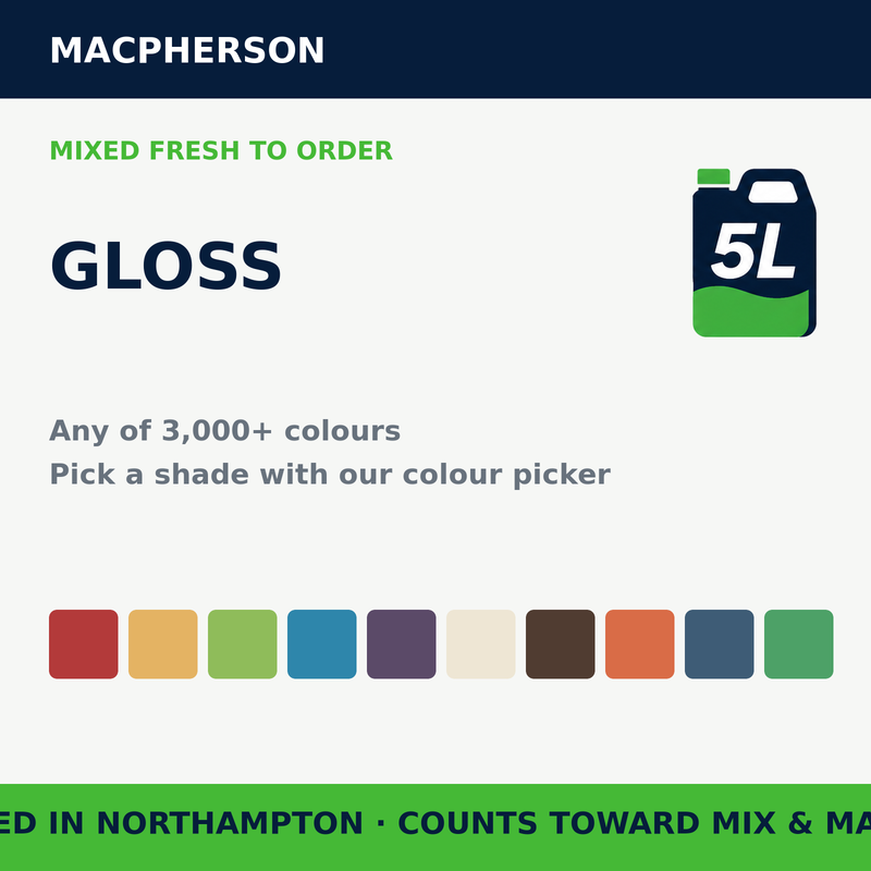 Macpherson Gloss Tinted — mixed to order in any of 3,000+ colours | FiveLitre