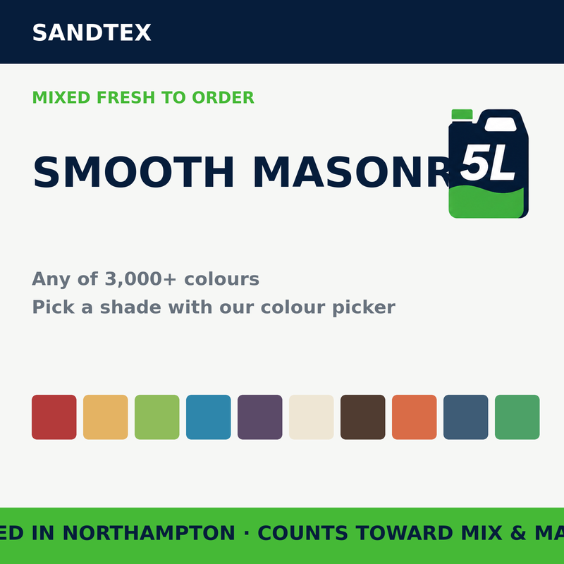 Sandtex High Cover Smooth 5L Tinted "Crystal Base" — mixed to order in any of 3,000+ colours | FiveLitre