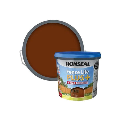 Ronseal Fence Life Plus+ Medium Oak 5 litre | FiveLitre — bulk sizes, trade prices