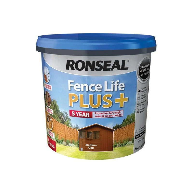 Ronseal Fence Life Plus+ Medium Oak 5 litre | FiveLitre — bulk sizes, trade prices