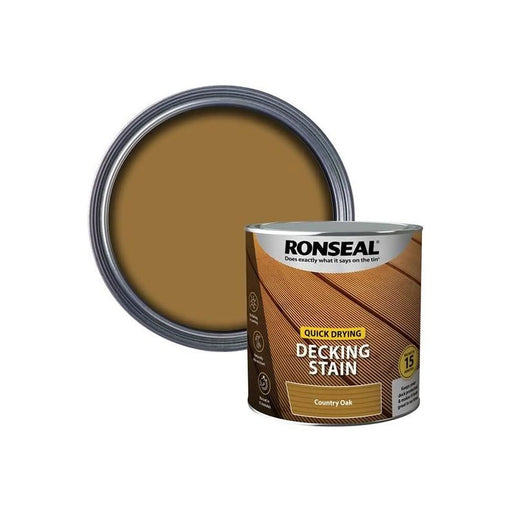 Ronseal Quick Drying Decking Stain Country Oak 2.5 litre | FiveLitre — bulk sizes, trade prices