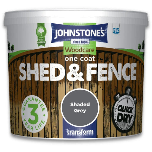 Johnstones One Coat Shed & Fence 5L Shaded Grey | FiveLitre — bulk sizes, trade prices