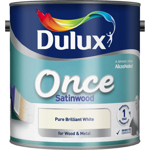 Dulux Once Satinwood 2.5L Pure Brilliant White | FiveLitre — bulk sizes, trade prices