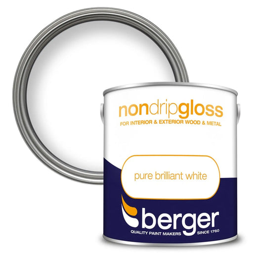 Berger Non Drip Gloss 2.5L Pure Brilliant White | FiveLitre — bulk sizes, trade prices