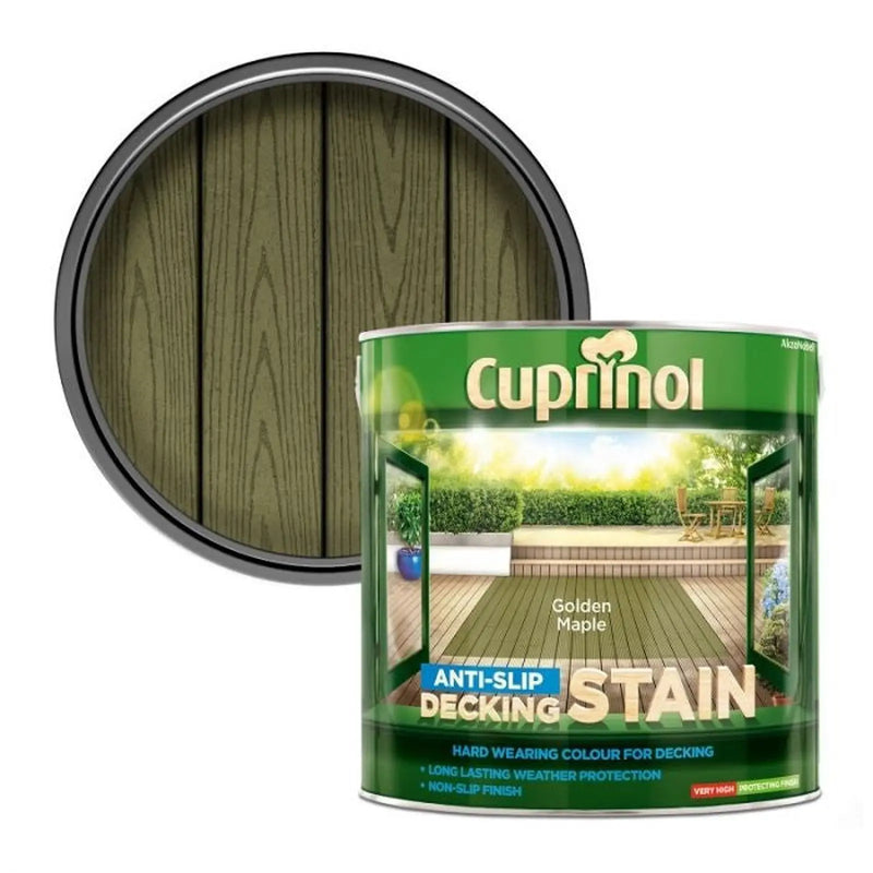 Cuprinol Anti-Slip Decking Stain 2.5L Golden Maple | FiveLitre — bulk sizes, trade prices