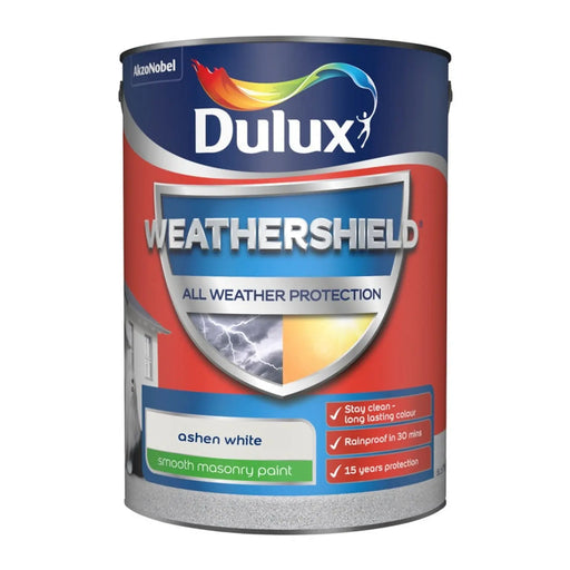 Dulux Weathershield Smooth Masonry Paint 5L Ashen White | FiveLitre — bulk sizes, trade prices