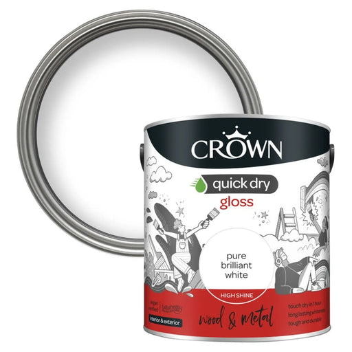 Crown Quick Dry Gloss Pure Brilliant White 2.5L | FiveLitre — bulk sizes, trade prices