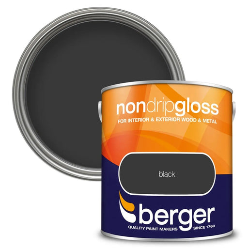 Berger Non Drip Gloss 2.5L Black | FiveLitre — bulk sizes, trade prices
