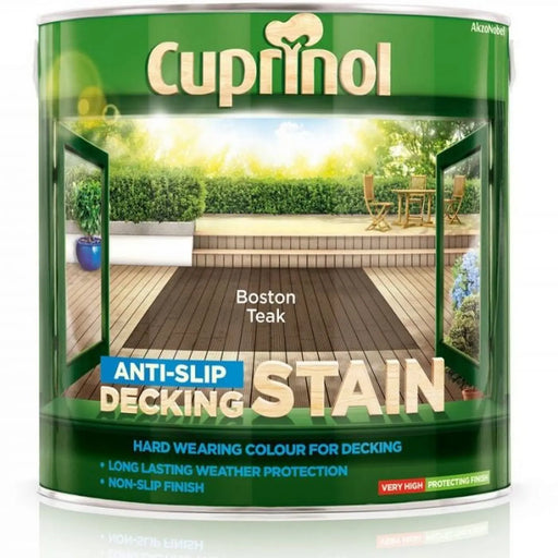 Cuprinol Anti-Slip Decking Stain 2.5L Boston Teak | FiveLitre — bulk sizes, trade prices