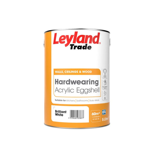 Leyland Trade Acrylic Eggshell 5L Brilliant White | FiveLitre — bulk sizes, trade prices
