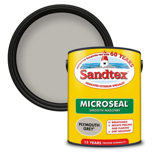 Sandtex Smooth Masonry Paint 5L Plymouth Grey | FiveLitre — bulk sizes, trade prices
