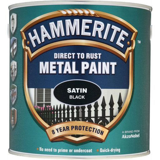 Hammerite Metal Paint Satin 2.5L Black | FiveLitre — bulk sizes, trade prices