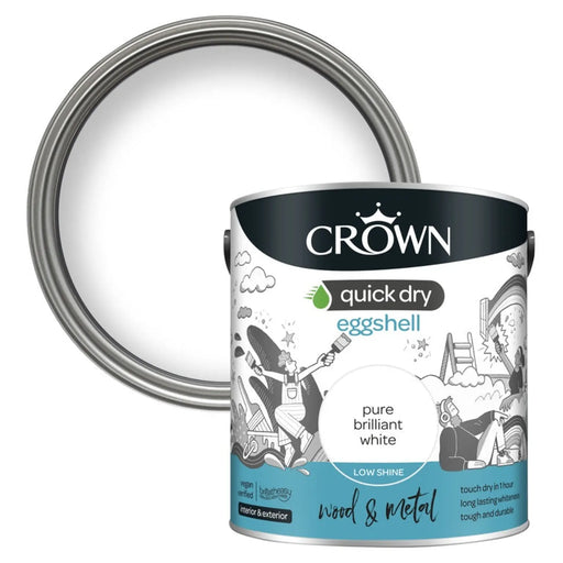 Crown Quick Dry Eggshell Brilliant White 2.5L | FiveLitre — bulk sizes, trade prices