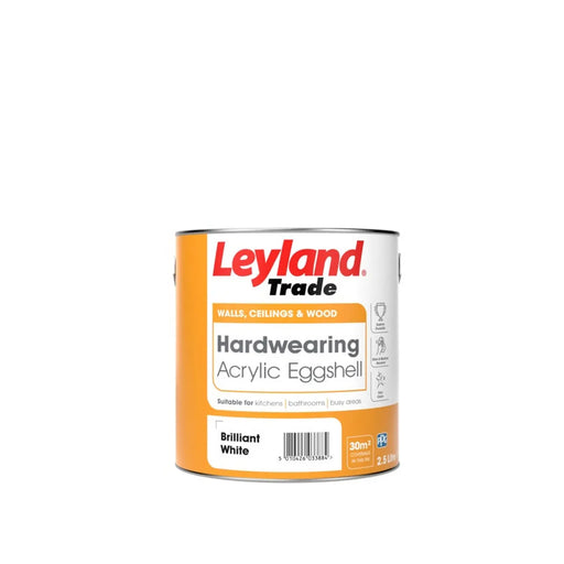 Leyland Trade Acrylic Eggshell 2.5L White | FiveLitre — bulk sizes, trade prices