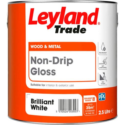 Leyland Trade Non Drip Gloss 2.5L Brilliant White | FiveLitre — bulk sizes, trade prices
