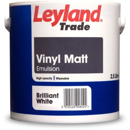 Leyland Trade Vinyl Matt 2.5L Brilliant White | FiveLitre — bulk sizes, trade prices