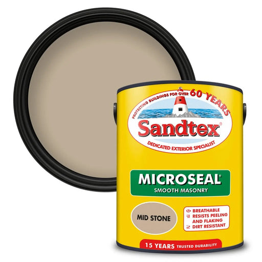Sandtex Smooth Masonry Paint 5L Mid Stone | FiveLitre — bulk sizes, trade prices