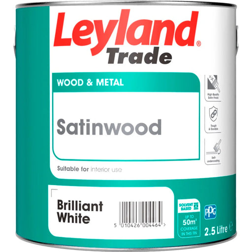 Leyland Trade Satinwood 2.5L Brilliant White | FiveLitre — bulk sizes, trade prices