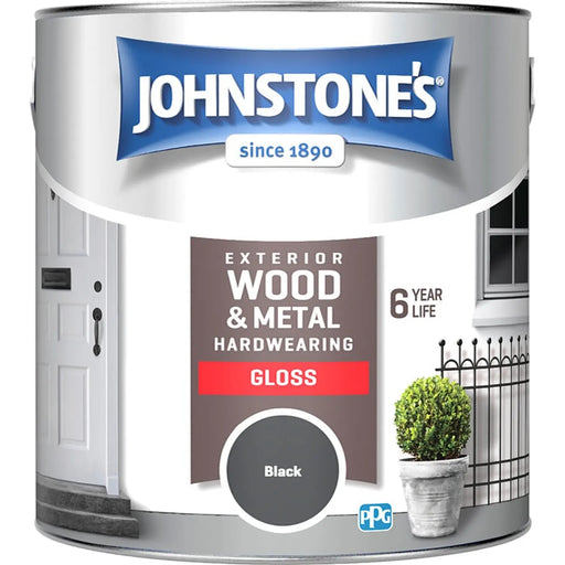 Johnstone's Exterior Hardwearing Gloss 2.5L Black | FiveLitre — bulk sizes, trade prices