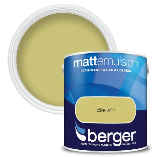 Berger Matt Emulsion 2.5L Olive Jar | FiveLitre — bulk sizes, trade prices