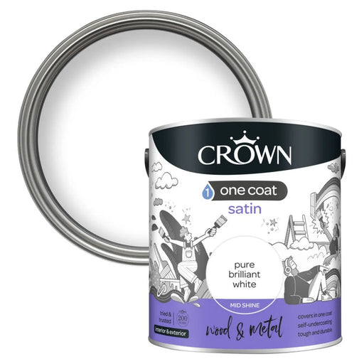 Crown One Coat Satin Brilliant White 2.5L | FiveLitre — bulk sizes, trade prices