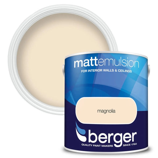 Berger Matt Emulsion 2.5L Magnolia | FiveLitre — bulk sizes, trade prices