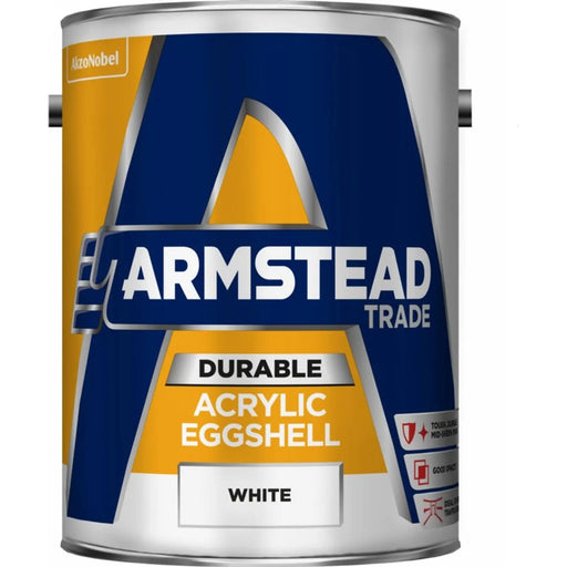 Armstead Trade Durable Acrylic Eggshell 5L White | FiveLitre — bulk sizes, trade prices