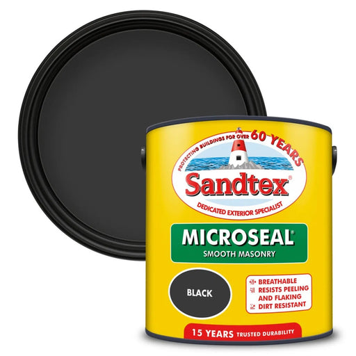 Sandtex Smooth Masonry Paint 2.5L Black | FiveLitre — bulk sizes, trade prices