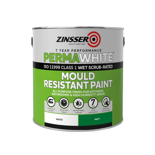 Zinsser Perma-White Interior Matt Mould Resistant Paint 5L | FiveLitre — bulk sizes, trade prices