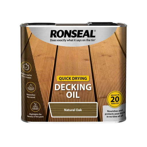 Ronseal Quick Drying Decking Oil 2.5L Natural Oak | FiveLitre — bulk sizes, trade prices