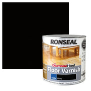 Ronseal Diamond Hard Floor Varnish 2.5L Satin Ebony | FiveLitre — bulk sizes, trade prices