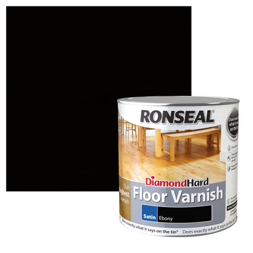 Ronseal Diamond Hard Floor Varnish 2.5L Satin Ebony | FiveLitre — bulk sizes, trade prices