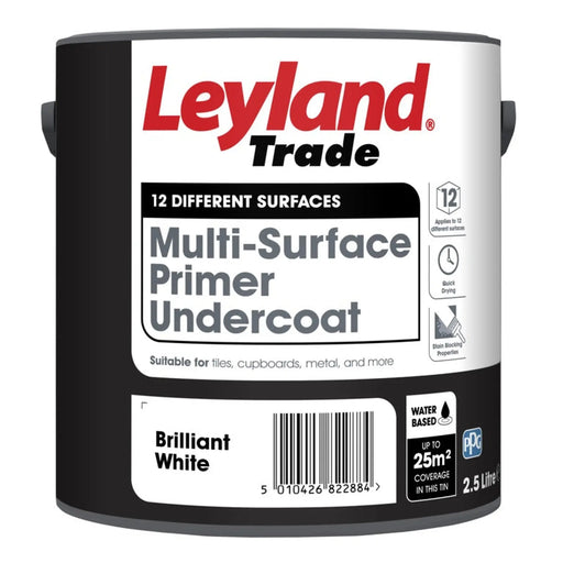 Leyland Trade Multi Surface Undercoat 2.5L Brilliant White | FiveLitre — bulk sizes, trade prices