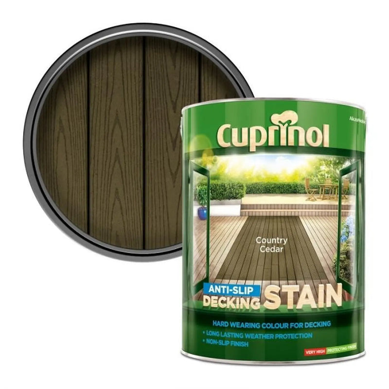 Cuprinol Anti-Slip Decking Stain 5L Country Cedar | FiveLitre — bulk sizes, trade prices