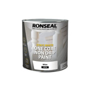 Ronseal Stays White One Coat Non Drip Paint 2.5L White Satin | FiveLitre — bulk sizes, trade prices