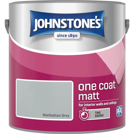 Johnstone's One Coat Matt 2.5L Manhattan Grey | FiveLitre — bulk sizes, trade prices