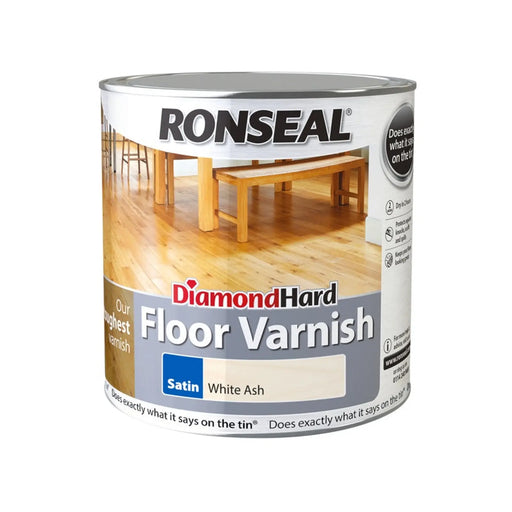 Ronseal Diamond Hard Floor Varnish 2.5L Satin White Ash | FiveLitre — bulk sizes, trade prices