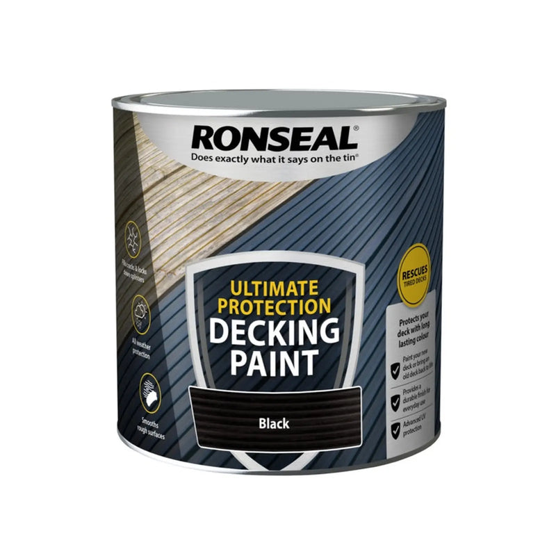 Ronseal Ultimate Protection Decking Paint 2.5L Black | FiveLitre — bulk sizes, trade prices