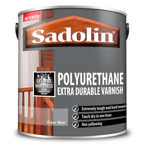 Sadolin Polyurethane Extra Durable Varnish Clear Matt 2.5L | FiveLitre — bulk sizes, trade prices